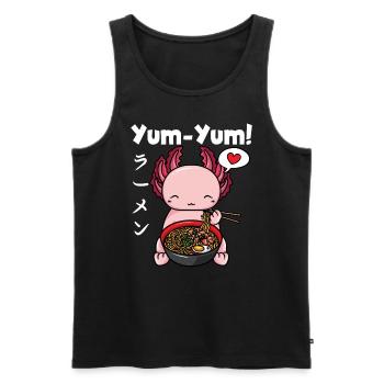 Yum Yum Japan Anime Ramen Noodle Axolotl - Men's Premium Organic Tank Top - black - Front - AI Model Male 178 light (178cm)