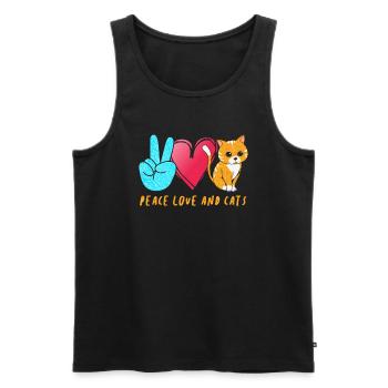 Peace Love Cats Peace Sign - Männer Premium Bio Tank Top - Schwarz - Vorne - AI Model Male 178 light (178cm)