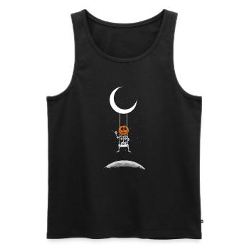 Kürbis Skelett auf Mond Schaukel Halloween Kostüm - Männer Premium Bio Tank Top - Schwarz - Vorne - Michal (187cm)
