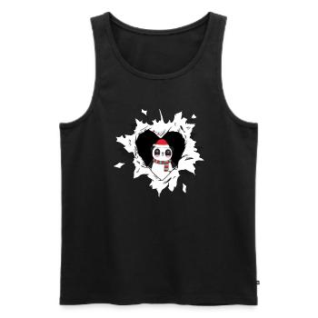 Panda with Santa hat looks out of torn - Men's Premium Organic Tank Top - black - Front - AI Model Male 178 light (178cm)