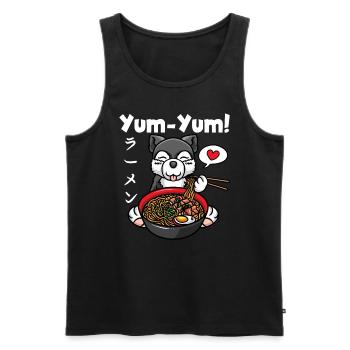 Anime Dog Ramen Noodles Husky Kawaii - Débardeur bio Premium Homme - noir - Devant - Michal (187cm)