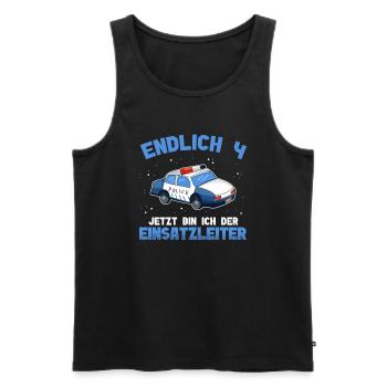4. Geburtstag Junge Polizei Einsatzleiter - Männer Premium Bio Tank Top - Schwarz - Vorne - Michal (187cm)