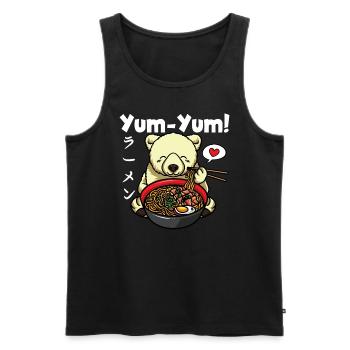 Yum Yum Japan Anime Ramen Noodle Polar Bear - Men's Premium Organic Tank Top - black - Front - AI Model Male 178 light (178cm)
