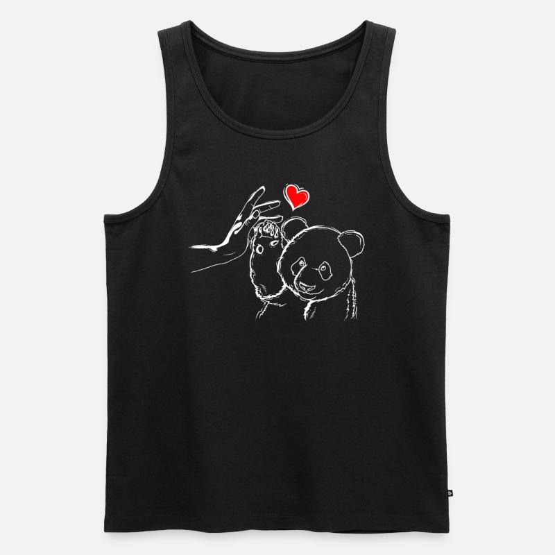 Panda Liebe Panda High Five - Männer Premium Bio Tank Top - Schwarz