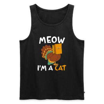 Meow I'm a cat turkey in cat costume - Men's Premium Organic Tank Top - black - Front - AI Model Male 178 light (178cm)