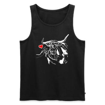 Kuh Herz Händchen Halten mit Kuh - Männer Premium Bio Tank Top - Schwarz - Vorne - AI Model Male 178 light (178cm)