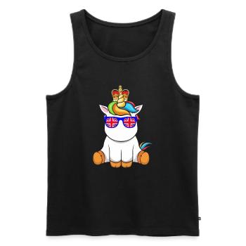 Einhorn Queen Elizabeth II Britische Krone - Männer Premium Bio Tank Top - Schwarz - Vorne - AI Model Male 178 light (178cm)