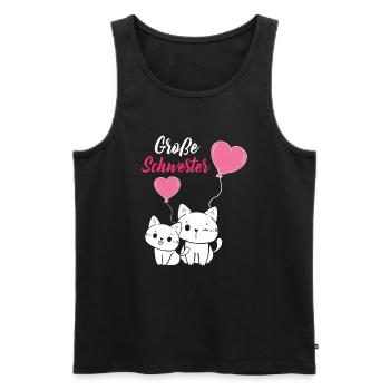 Große Schwester 2023 Katzen Ballon Herz - Männer Premium Bio Tank Top - Schwarz - Vorne - Michal (187cm)