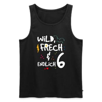 Wild Frech & endlich 6 Kindergeburtstag - Männer Premium Bio Tank Top - Schwarz - Vorne - AI Model Male 178 light (178cm)