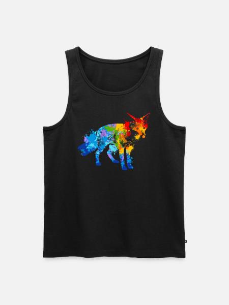 Farbspritzer Fuchs Bunter Fuchs - Männer Premium Bio Tank Top - Schwarz