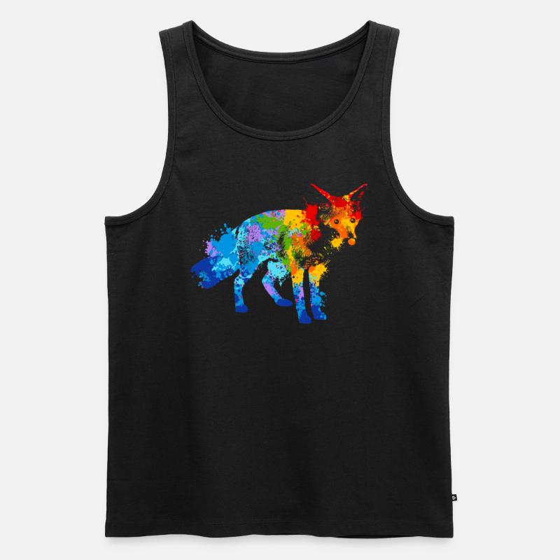 Farbspritzer Fuchs Bunter Fuchs - Männer Premium Bio Tank Top - Schwarz