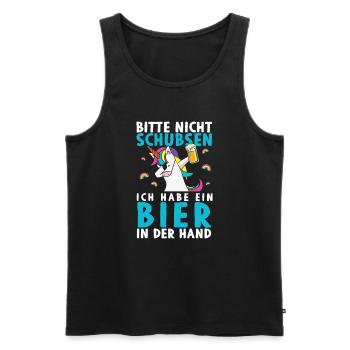 Bitte Nicht Schubsen Ich Habe Bier In Der Hand - Männer Premium Bio Tank Top - Schwarz - Vorne - Michal (187cm)