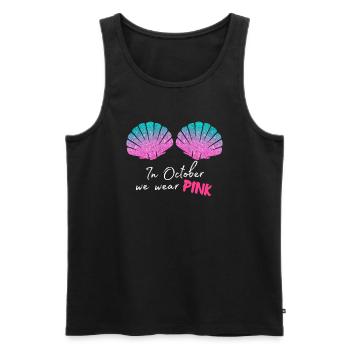 En octobre, nous portons un cancer du sein rose Sea Shell - Débardeur bio Premium Homme - noir - Devant - Michal (187cm)