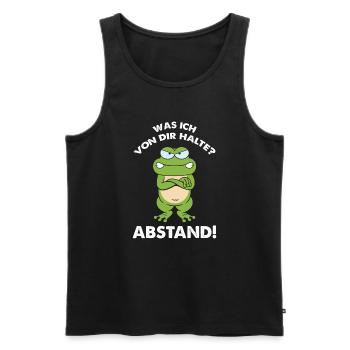 Frosch Kaffee Was ich von dir halte Abstand - Männer Premium Bio Tank Top - Schwarz - Vorne - Michal (187cm)