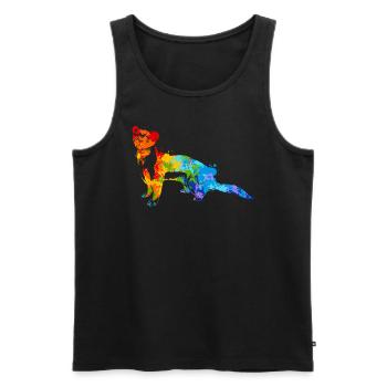 Weasel Splash Art Ferret Animal - Débardeur bio Premium Homme - noir - Devant - AI Model Male 178 light (178cm)