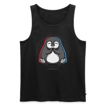 Yoga Penguin Penguin Yoga - Débardeur bio Premium Homme - noir - Devant - Michal (187cm)