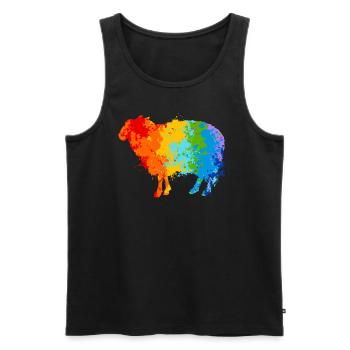 Farbspritzer Schaf Buntes Schaf - Männer Premium Bio Tank Top - Schwarz - Vorne - AI Model Male 178 light (178cm)