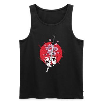 Japan Anime Mask Kitsune Samurai Sword - Männer Premium Bio Tank Top - Schwarz - Vorne - AI Model Male 178 light (178cm)