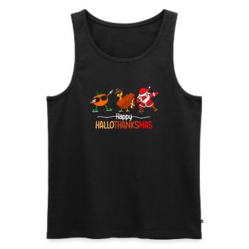 Happy HalloThanksMas Pumpkin Santa Claus Turkey - Männer Premium Bio Tank Top - Schwarz - Vorne - Michal (187cm)