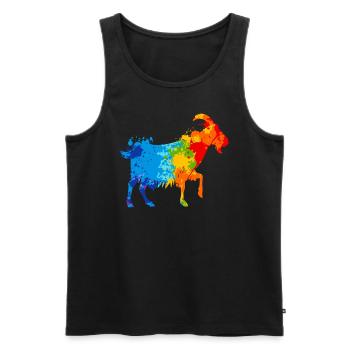 Goat Splash Art Farmer Animal Lover - Débardeur bio Premium Homme - noir - Devant - Michal (187cm)