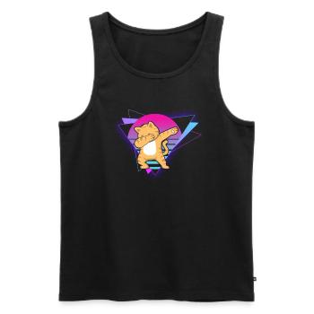 Chat Vaporwave - Débardeur bio Premium Homme - noir - Devant - Michal (187cm)