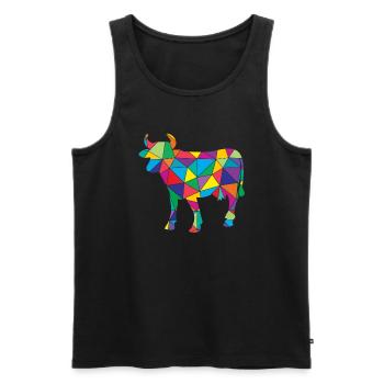 Vache Polygone Éleveur de bovins - Débardeur bio Premium Homme - noir - Devant - AI Model Male 178 light (178cm)