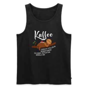 Kaffee erreicht Stellen Motivation Spruch Faultier - Männer Premium Bio Tank Top - Schwarz - Vorne - Michal (187cm)