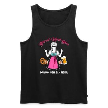 brezel und bier darum bin ich hier - Männer Premium Bio Tank Top - Schwarz - Vorne - Michal (187cm)
