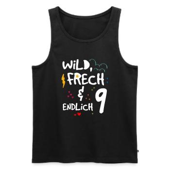 Wild Frech & endlich 9 Kindergeburtstag - Männer Premium Bio Tank Top - Schwarz - Vorne - AI Model Male 178 light (178cm)