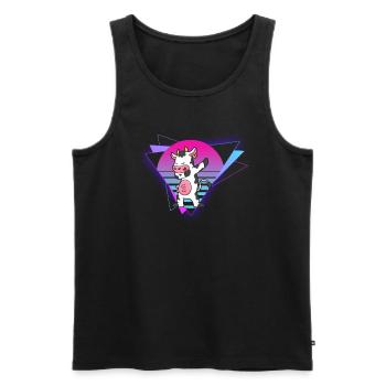 Vaporwave Cow - Men's Premium Organic Tank Top - black - Front - AI Model Male 178 light (178cm)