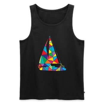 Sailboat Polygon Sailor Skipper - Men's Premium Organic Tank Top - black - Front - Michal (187cm)