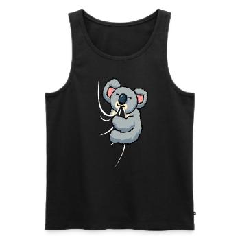 Mignon Koala Tissu Mordant Sucer Koala - Débardeur bio Premium Homme - noir - Devant - AI Model Male 178 light (178cm)