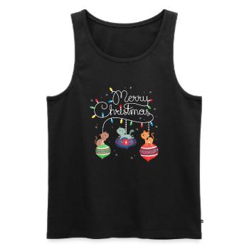 Merry Christmas Cat - Männer Premium Bio Tank Top - Schwarz - Vorne - Michal (187cm)