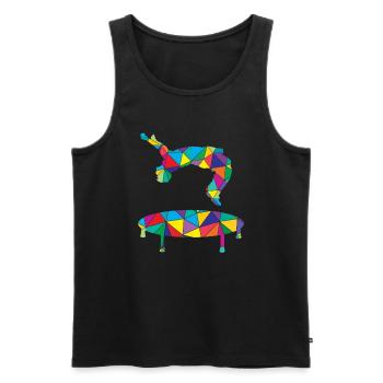 Low Poly Freerun Polygon Trampoline Reverse Somersault - Men's Premium Organic Tank Top - black - Front - AI Model Male 178 light (178cm)
