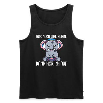 Nur Noch Eine Runde Zocken Gamer Elefant - Männer Premium Bio Tank Top - Schwarz - Vorne - Michal (187cm)
