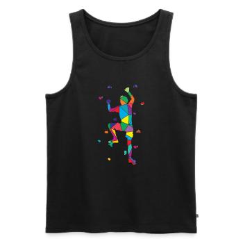 Low Poly Bergsteiger Polygon Wandklettern - Männer Premium Bio Tank Top - Schwarz - Vorne - AI Model Male 178 light (178cm)
