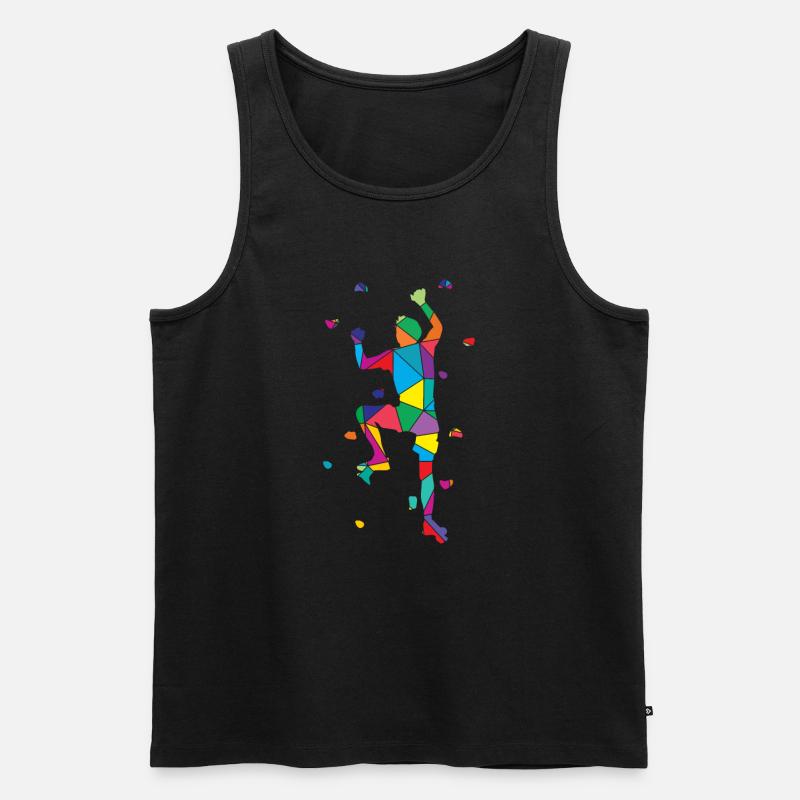 Low Poly Bergsteiger Polygon Wandklettern - Männer Premium Bio Tank Top - Schwarz