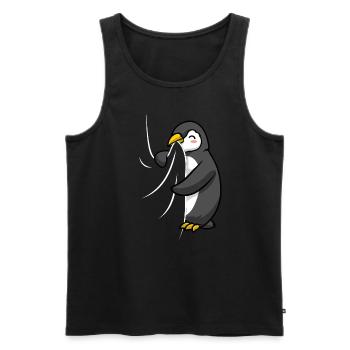 Un pingouin affamé mord dans sa chemise Drôle de pingouin - Débardeur bio Premium Homme - noir - Devant - Michal (187cm)