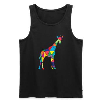 Girafe Polygone Animal Sauvage - Débardeur bio Premium Homme - noir - Devant - Michal (187cm)