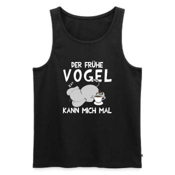 Der Frühe Vogel kann mich mal Elefant Kaffee - Männer Premium Bio Tank Top - Schwarz - Vorne - Michal (187cm)