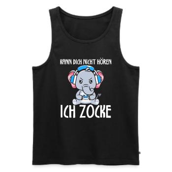 Kann Dich Nicht Hören Ich Zocke Gamer Elefant - Männer Premium Bio Tank Top - Schwarz - Vorne - Michal (187cm)
