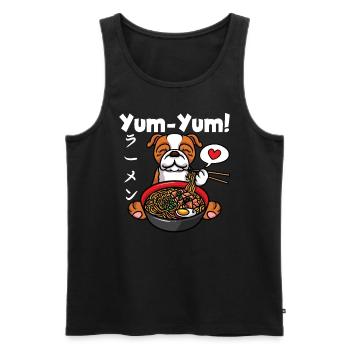 Yum Yum Japan Anime Ramen Noodle Bulldog - Men's Premium Organic Tank Top - black - Front - AI Model Male 178 light (178cm)