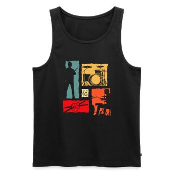 Drums Retro Drummer Vintage Drum Player - Men's Premium Organic Tank Top - black - Front - AI Model Male 178 light (178cm)