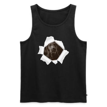 Dog peeking through hole - Men's Premium Organic Tank Top - black - Front - Michal (187cm)