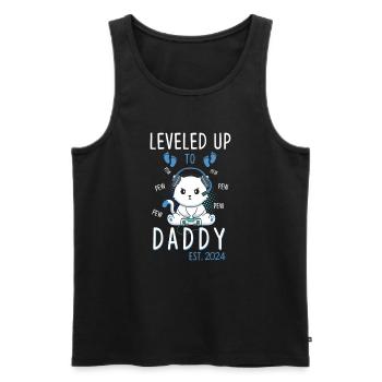 Nivelé jusqu’à papa 2024 - Débardeur bio Premium Homme - noir - Devant - AI Model Male 178 light (178cm)