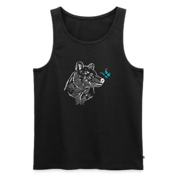 Polar bear with butterfly - Men's Premium Organic Tank Top - black - Front - Michal (187cm)