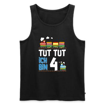 4. Geburtstag Tut Tut Eisenbahn Zug 4 Jahre - Männer Premium Bio Tank Top - Schwarz - Vorne - Michal (187cm)