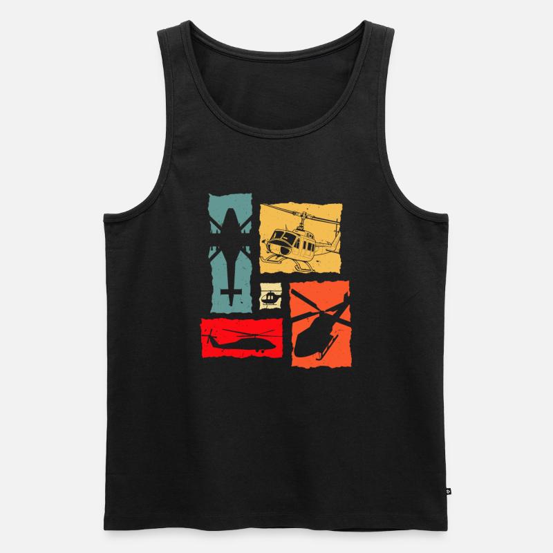 Helicopter Retro - Männer Premium Bio Tank Top - Schwarz