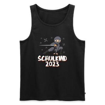 Schulkind 2023 Ninja - Männer Premium Bio Tank Top - Schwarz - Vorne - Michal (187cm)