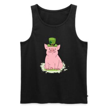 Lucky Pig Wearing Paddy Hat St. Patrick's Day - Männer Premium Bio Tank Top - Schwarz - Vorne - AI Model Male 178 light (178cm)